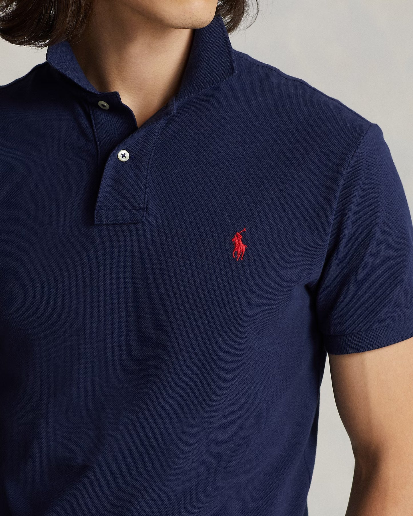 Navy Slim Fit Mesh Polo Shirt