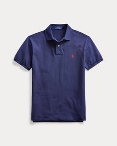 VIVE Navy Slim Fit Mesh Polo Shirt
