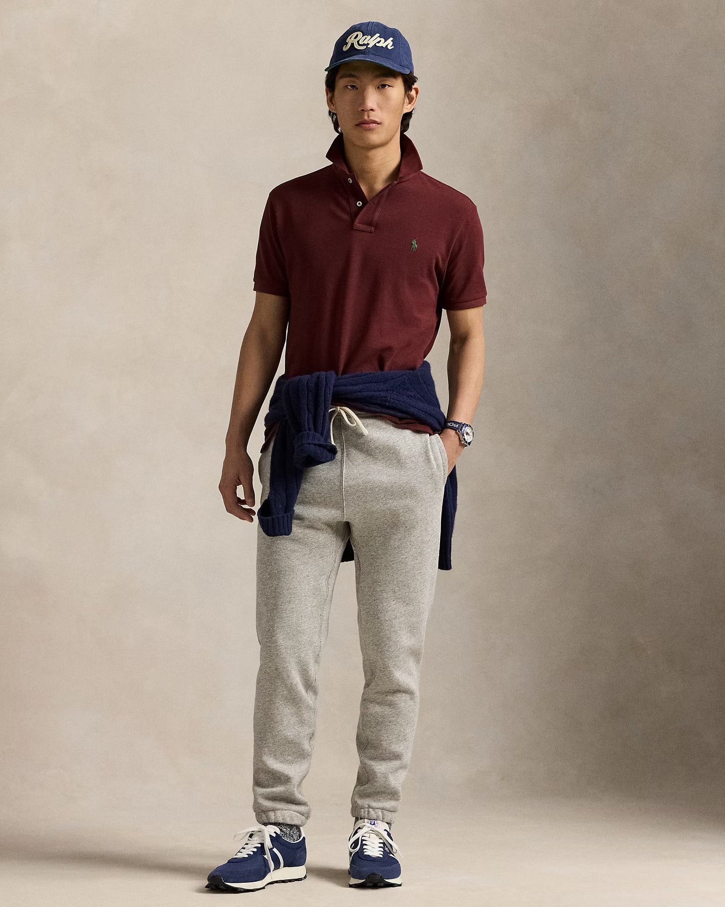 The Iconic Mesh Polo Shirt-Maroon