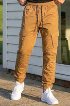VIVE Camel regular fit cargo pant with functional multiple pockets.