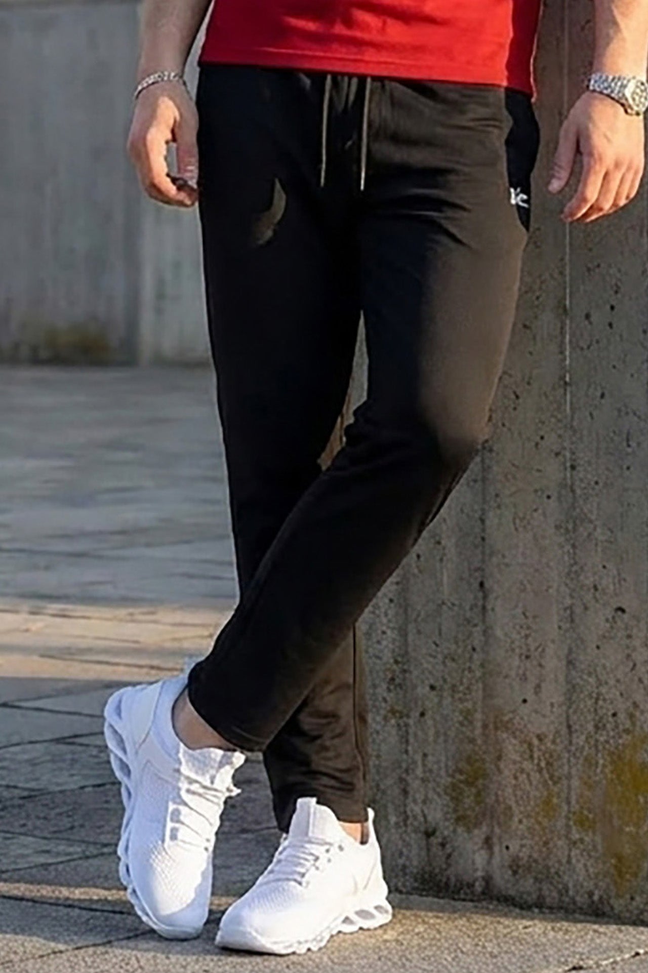 VIVE Black men's straight leg trousers available online in Pakistan.