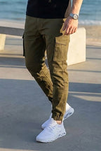 VIVE Olive regular fit cargo pant with functional multiple pockets.