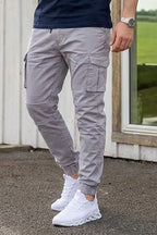 VIVE Silver Grey regular fit cargo pant with functional multiple pockets.
